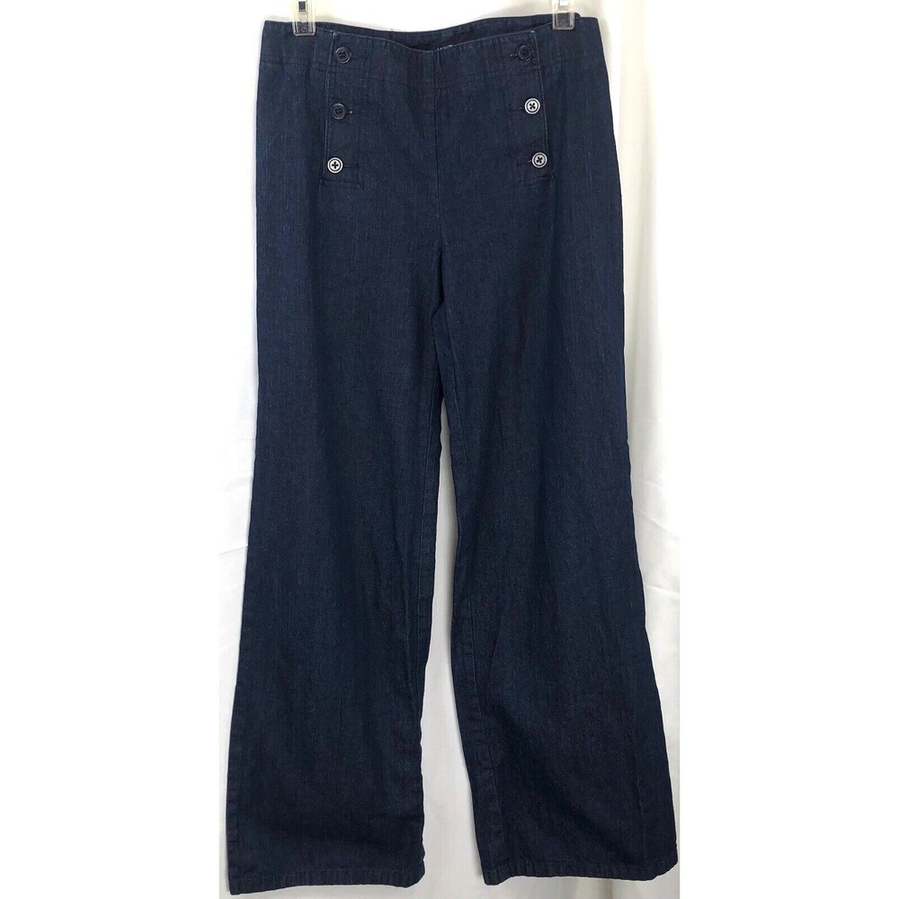 Ann Taylor jeans 6 DK wash denim flare 30"W 31"IN Button Panels Y2K Preppy Glam